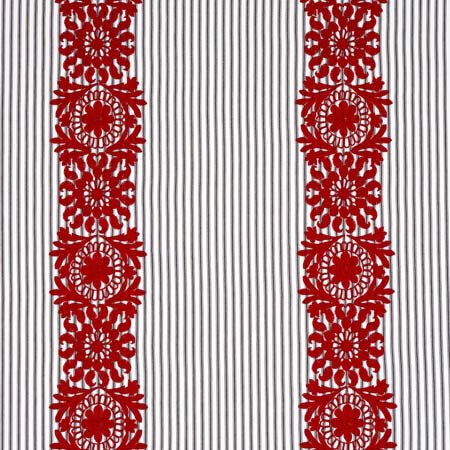 81542 JOELLE STRIPE Red On Black Schumacher Fabric