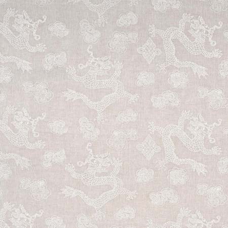 81551 DRAGON EMBROIDERY Ivory On Natural Schumacher Fabric