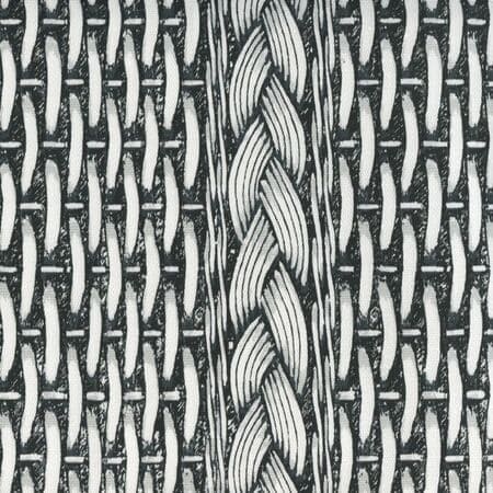 8400-01W NEWPORT RATTAN Black Gray on White Quadrille Fabric