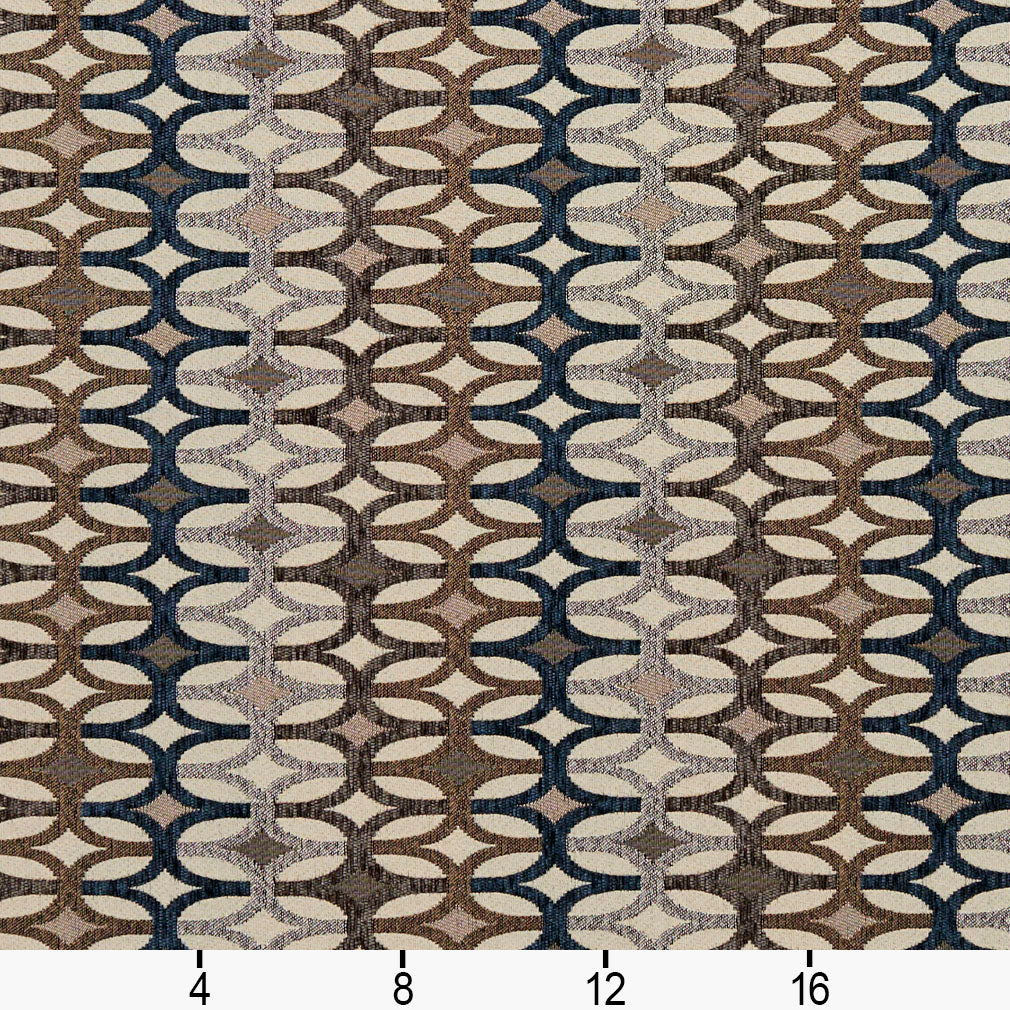 8547 Abstract & Geometric Royal/Interlock Blue,Brown Charlotte Fabrics