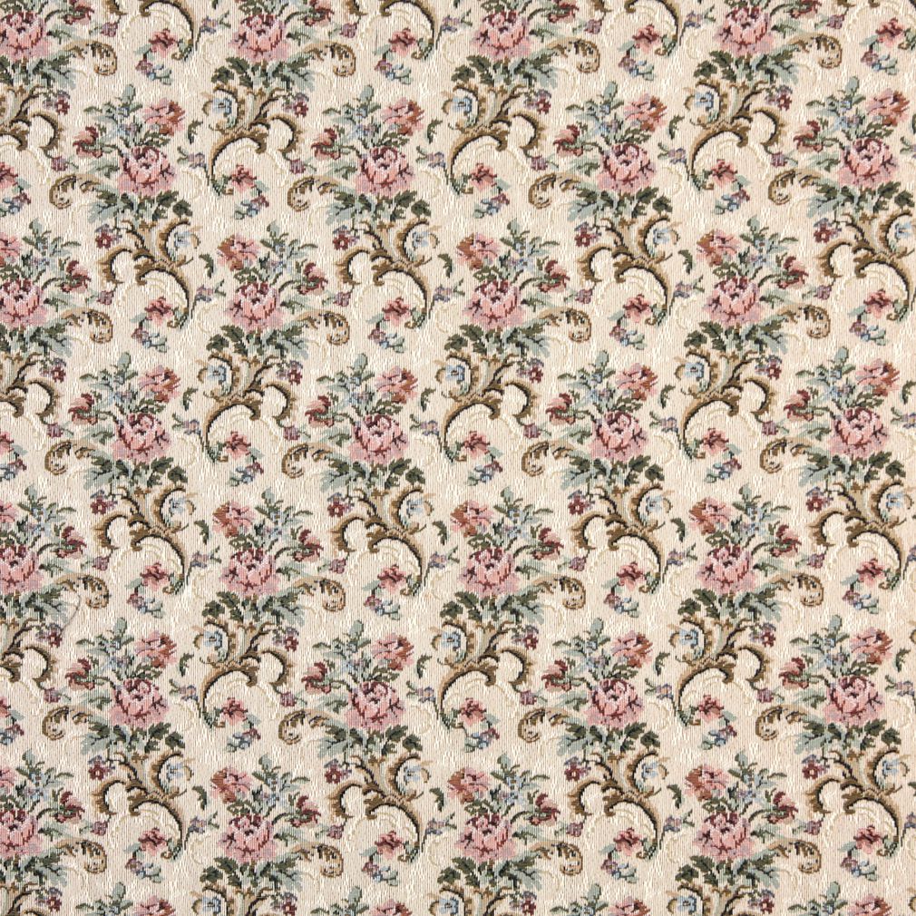 8858 Floral Rose Mist Green,Pink Charlotte Fabrics