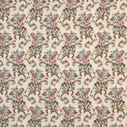 8858 Floral Rose Mist Green,Pink Charlotte Fabrics