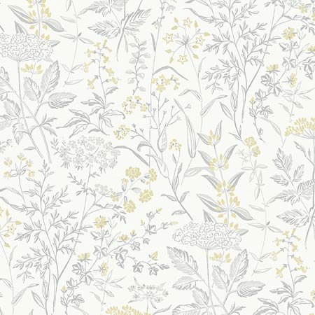 9337 DELICATE DANCE Grey And Yellow Schumacher Wallpaper