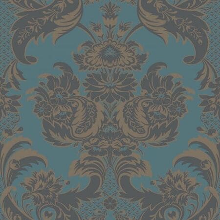 94/3017-CS WYNDHAM Teal And Charcoal Cole & Son Wallpaper