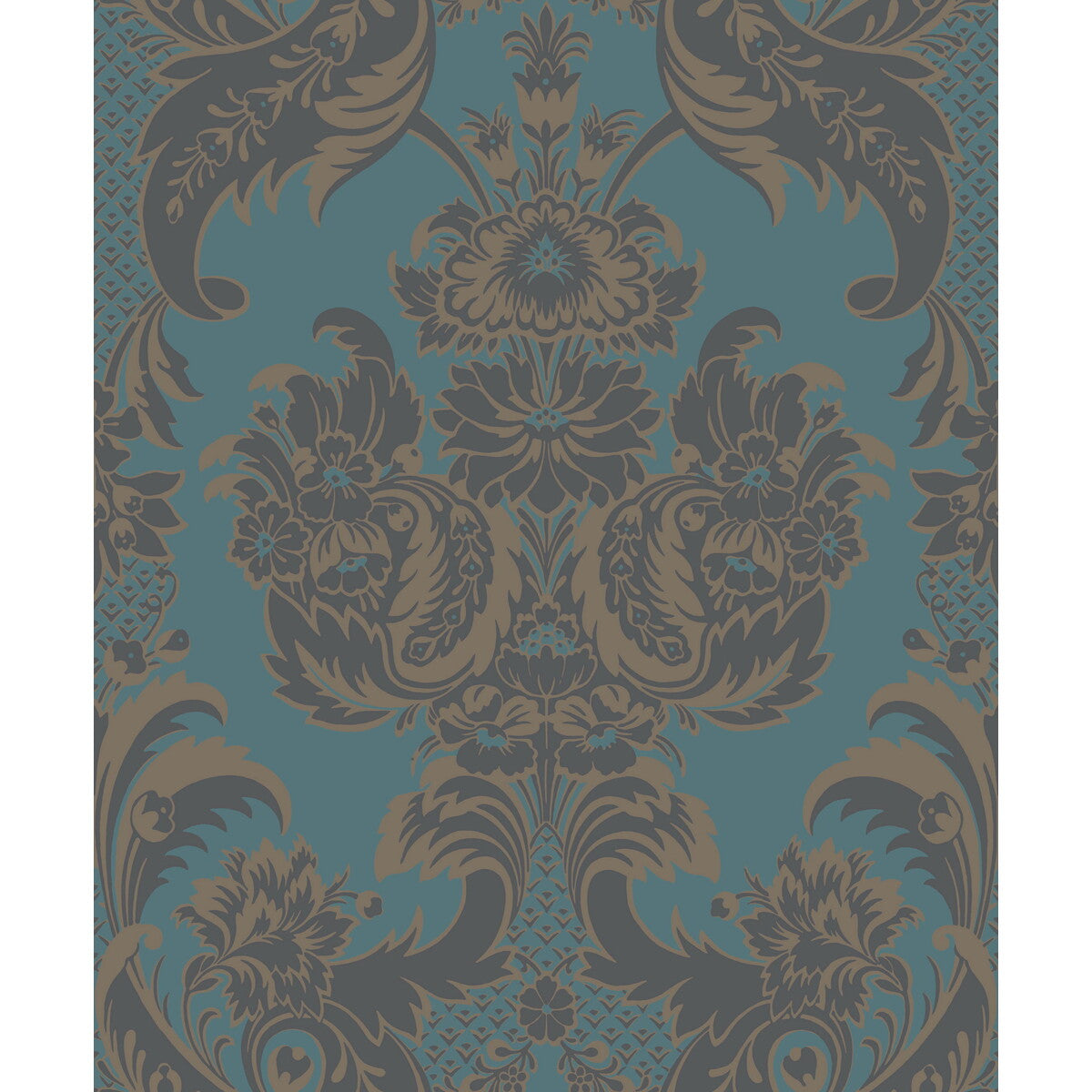 94/3017-CS WYNDHAM Teal And Charcoal Cole & Son Wallpaper