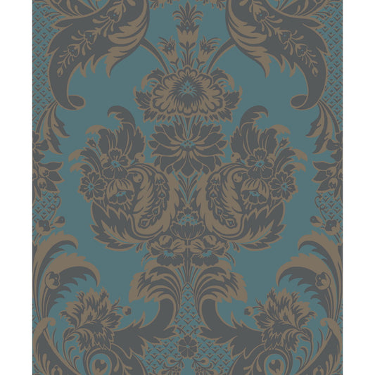94/3017-CS WYNDHAM Teal And Charcoal Cole & Son Wallpaper