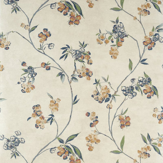AT16152 Anna French Apricot and Slate on Pearl Wallpaper