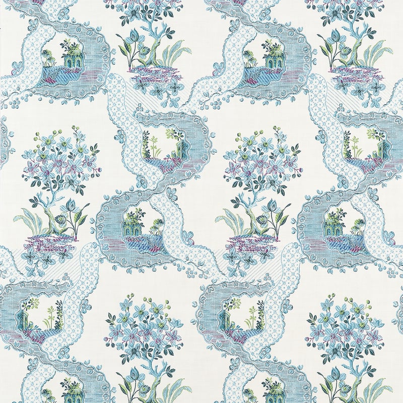 AT16157 Anna French Blue and Plum Wallpaper