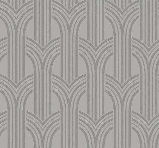 BD50410 Seabrook Designs Etten Beaded Wallpaper Déco Arches Nickel