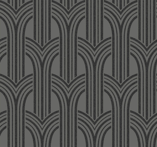 BD50420 Seabrook Designs Etten Beaded Wallpaper Déco Arches Pewter & Galaxy