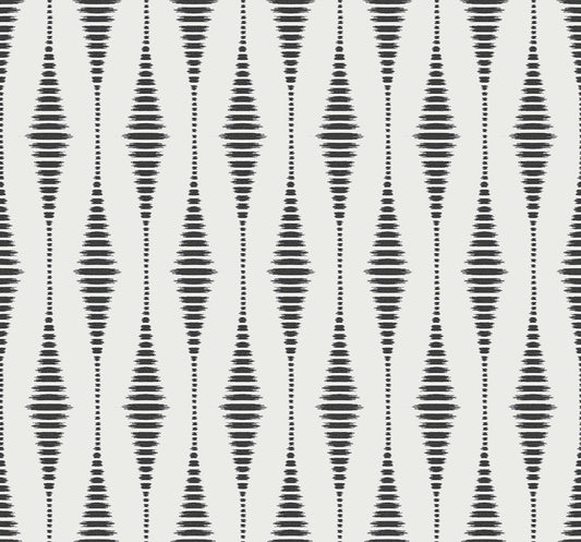 BD50610 Seabrook Designs Etten Beaded Wallpaper Diamond Stripe Black Satin & Pearl