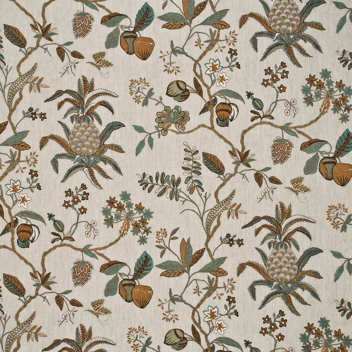 BF10347-1 EXOTIC PINEAPPLE LINEN SAGE/DOVE G P & J BAKER DRAPERY