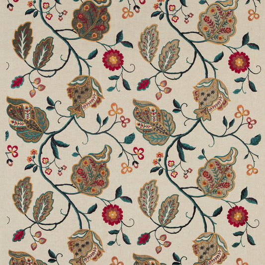 BF10531-4 CALTHORPE RED/OLIVE/TEAL G P & J BAKER DRAPERY