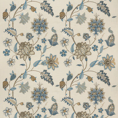 BF10784-3 BAKER'S INDIENNE EMBROIDERY SOFT BLUE G P & J BAKER DRAPERY