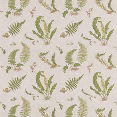 BF10991-3 FERNS EMBROIDERY GREEN/NATURAL G P & J BAKER DRAPERY