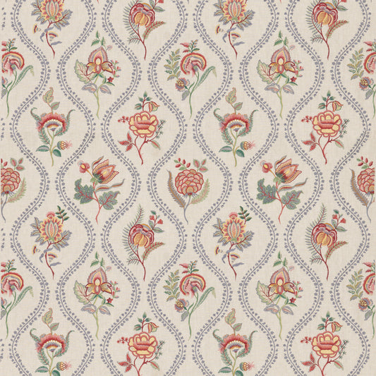 BF11025-1 BURFORD EMBROIDERY BLUE/RED G P & J BAKER DRAPERY