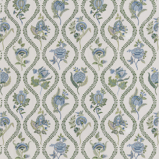 BF11025-2 BURFORD EMBROIDERY BLUE/EMERALD G P & J BAKER DRAPERY