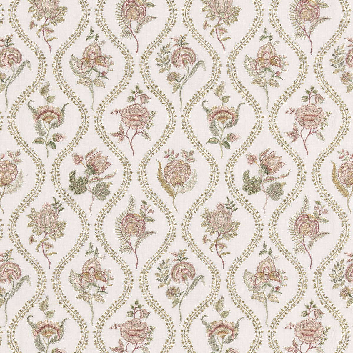 BF11025-4 BURFORD EMBROIDERY ROSE/CREAM G P & J BAKER DRAPERY