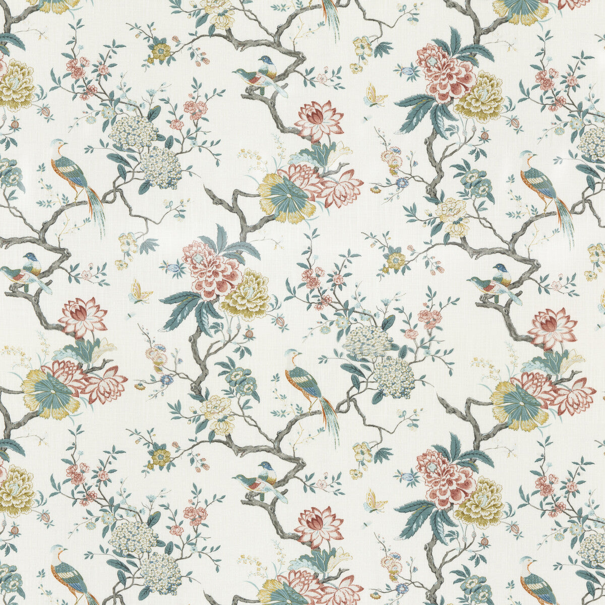 BP10771-5 ORIENTAL BIRD SIGNATURE TEAL G P & J BAKER Fabrics Drapery Upholstery