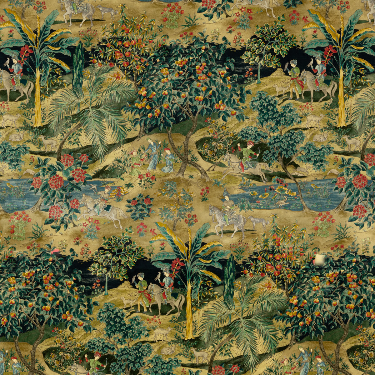 BP10832-2 RAMAYANA VELVET EMERALD/SAND G P & J BAKER Fabrics Drapery Upholstery