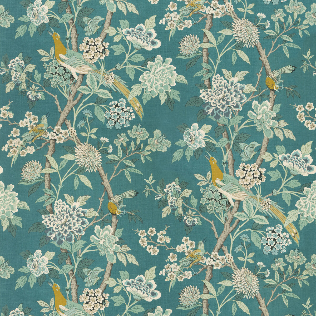 BP10851-5 HYDRANGEA BIRD (ARCHIVE) TEAL G P & J BAKER Fabrics Drapery Upholstery
