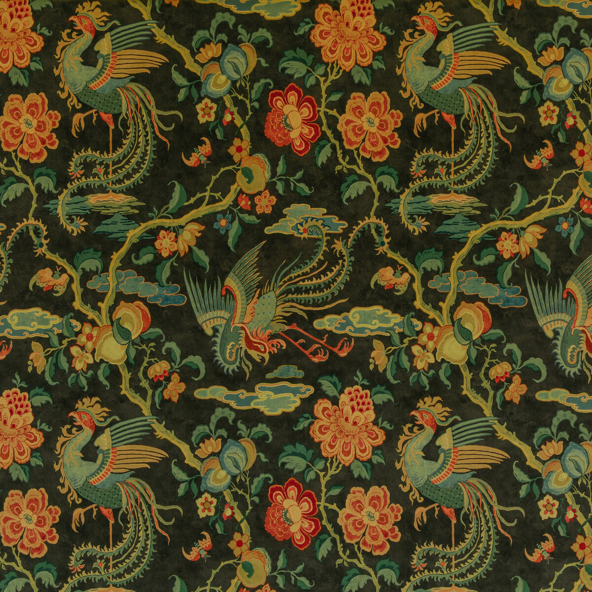 BP10854-1 CHIFU VELVET CHARCOAL/MULTI G P & J BAKER Fabrics Drapery Upholstery