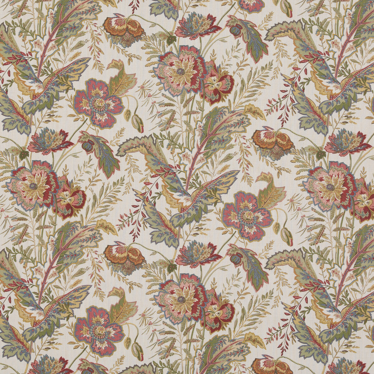 BP10938-2 INDIENNE FLOWER EMERALD/RED G P & J BAKER Fabrics Drapery Upholstery