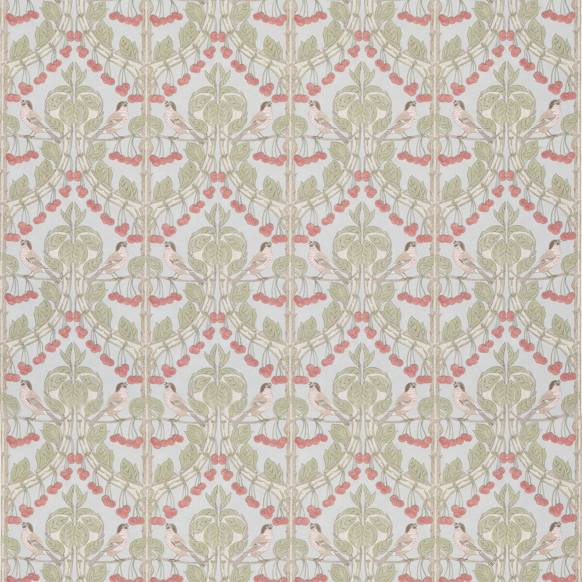 BP10967-4 BIRDS & CHERRIES COTTON SOFT BLUE G P & J BAKER Fabrics Drapery Upholstery