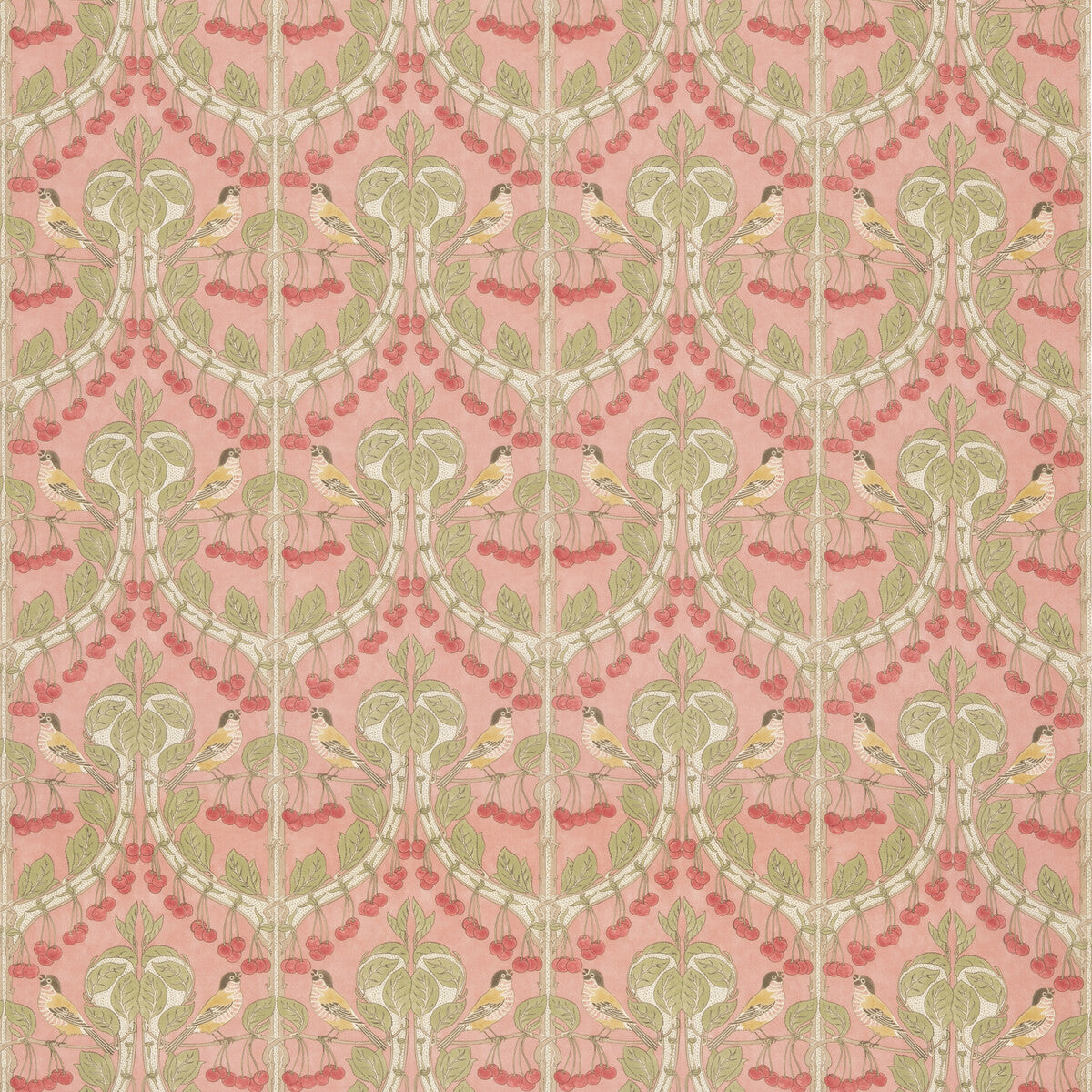 BP10967-5 BIRDS & CHERRIES COTTON CORAL G P & J BAKER Fabrics Drapery Upholstery