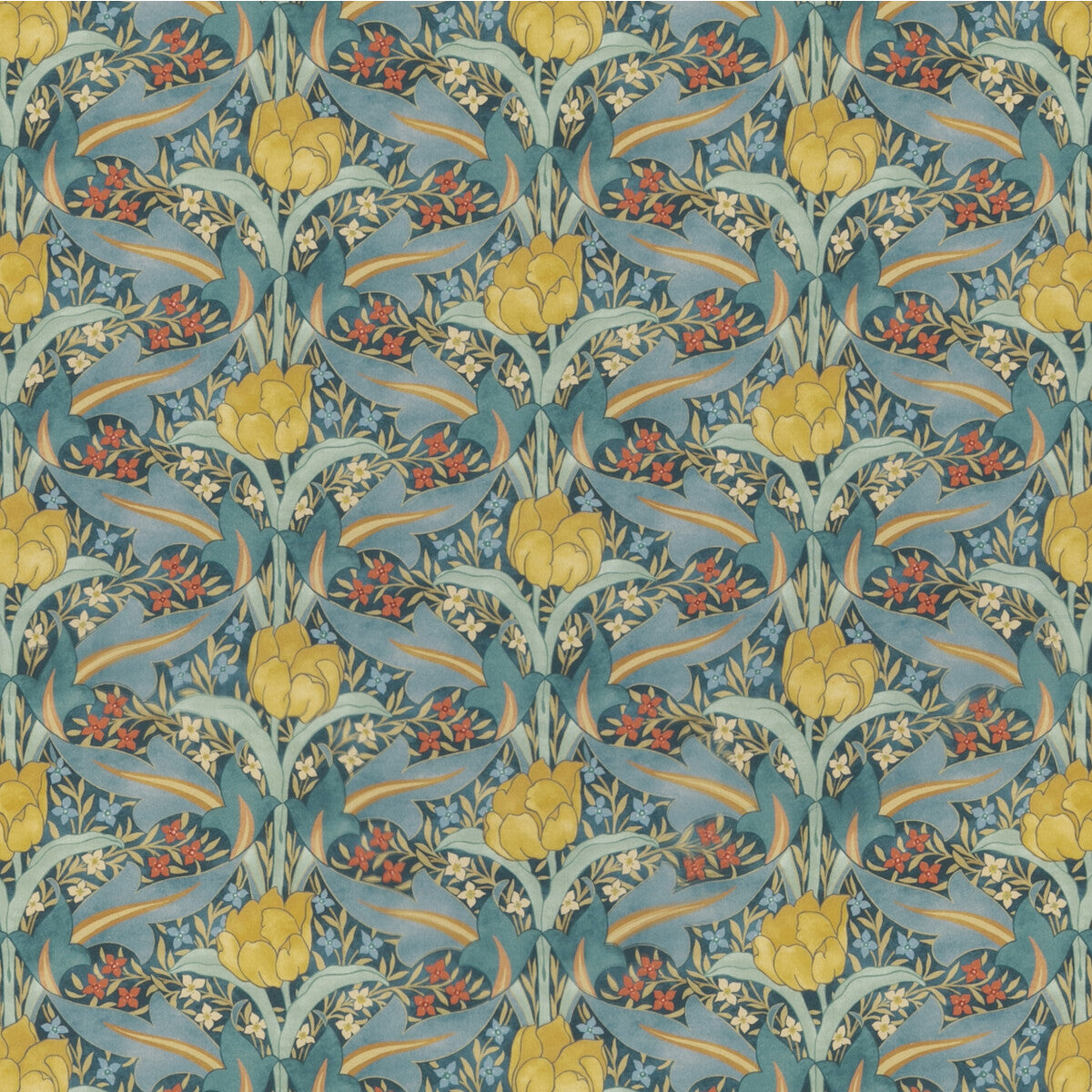 BP10977-3 TULIP & JASMINE COTTON TEAL G P & J BAKER Fabrics Drapery Upholstery