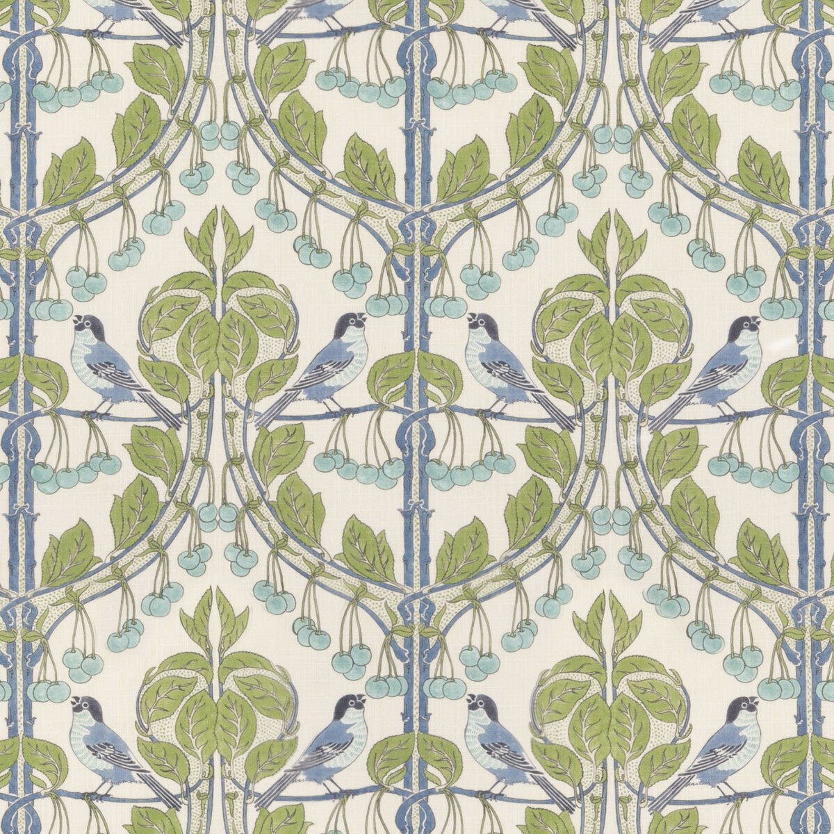 BP10993-1 BIRDS & CHERRIES GREEN/BLUE G P & J BAKER Fabrics Drapery Upholstery