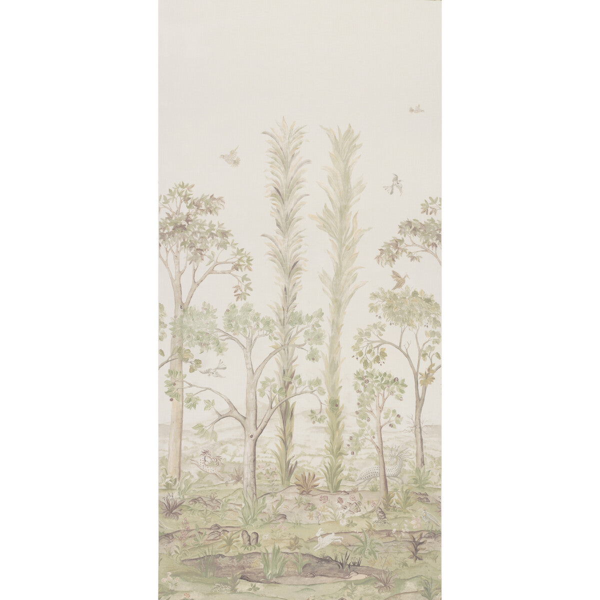 BP11057-1 TALL TREES PRINTED PANEL SOFT GREEN G P & J BAKER Fabrics Drapery Upholstery