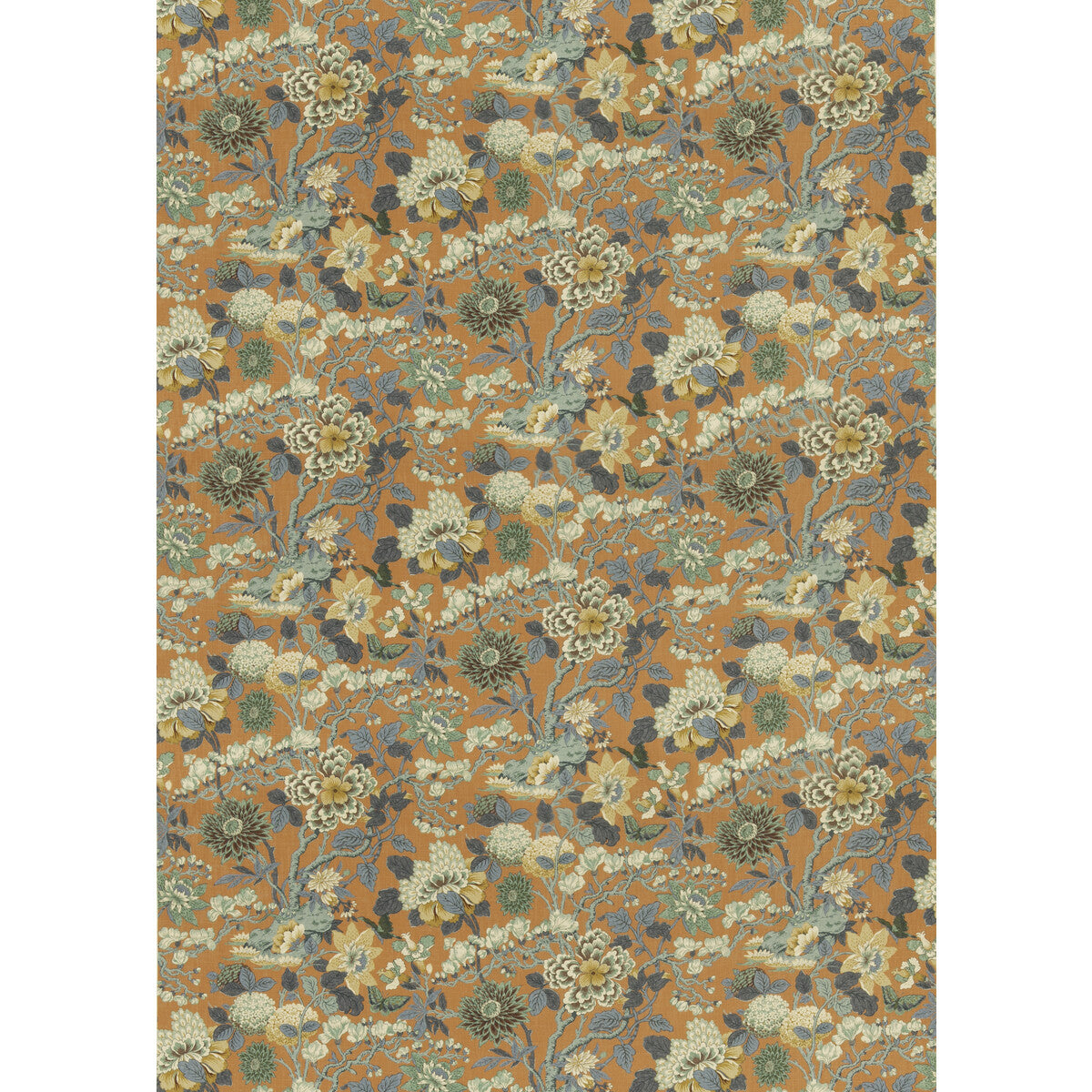 BP11075-3 LITTLE MAGNOLIA TEAL/ORANGE G P & J BAKER Fabrics Drapery Upholstery