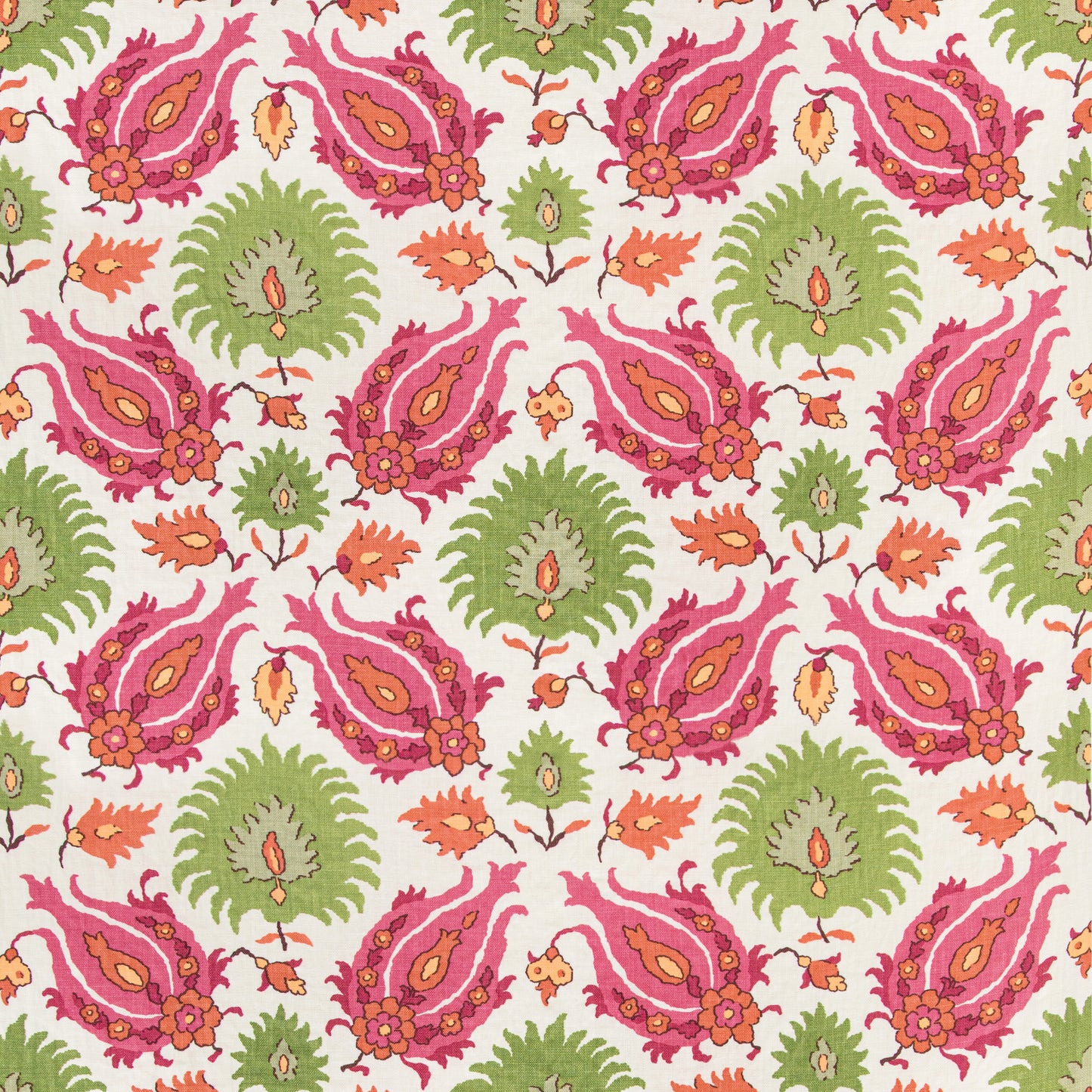 BR-700020-7312 KASHMIRI LINEN PRINT PINK/GREEN BRUNSCHWIG & FILS