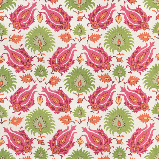 BR-700020-7312 KASHMIRI LINEN PRINT PINK/GREEN BRUNSCHWIG & FILS