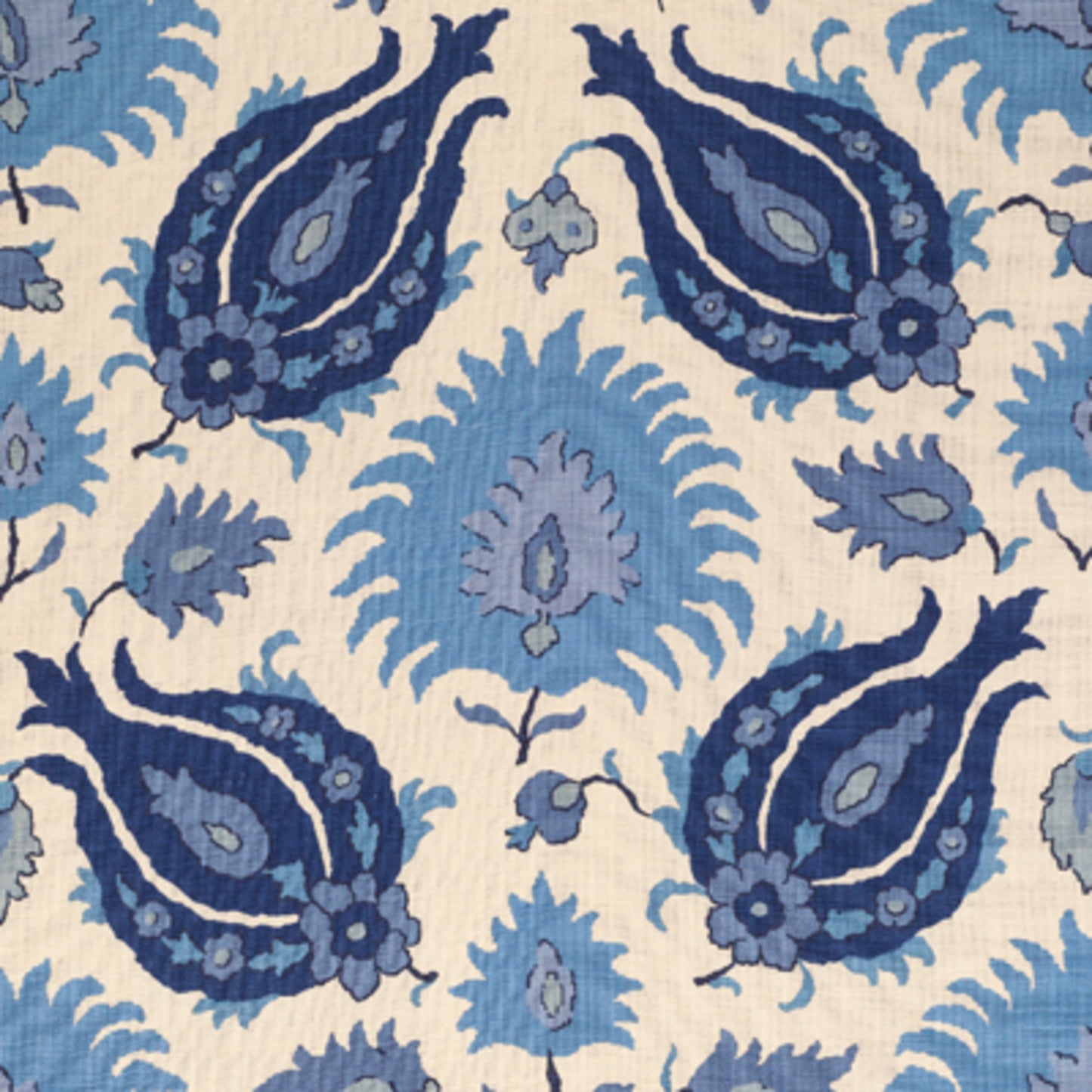 BR-700020-278 KASHMIRI LINEN PRINT SAPPHIRE BLUE BRUNSCHWIG & FILS