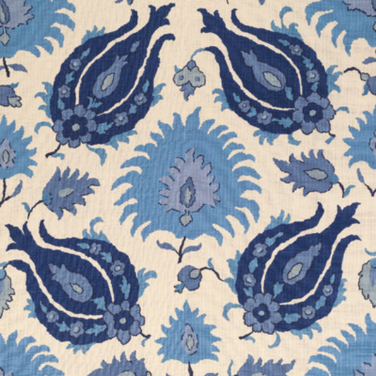 BR-700020-278 KASHMIRI LINEN PRINT SAPPHIRE BLUE BRUNSCHWIG & FILS