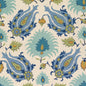 BR-700020-421 KASHMIRI LINEN PRINT PERIDOT/AQUAMARINE BRUNSCHWIG & FILS