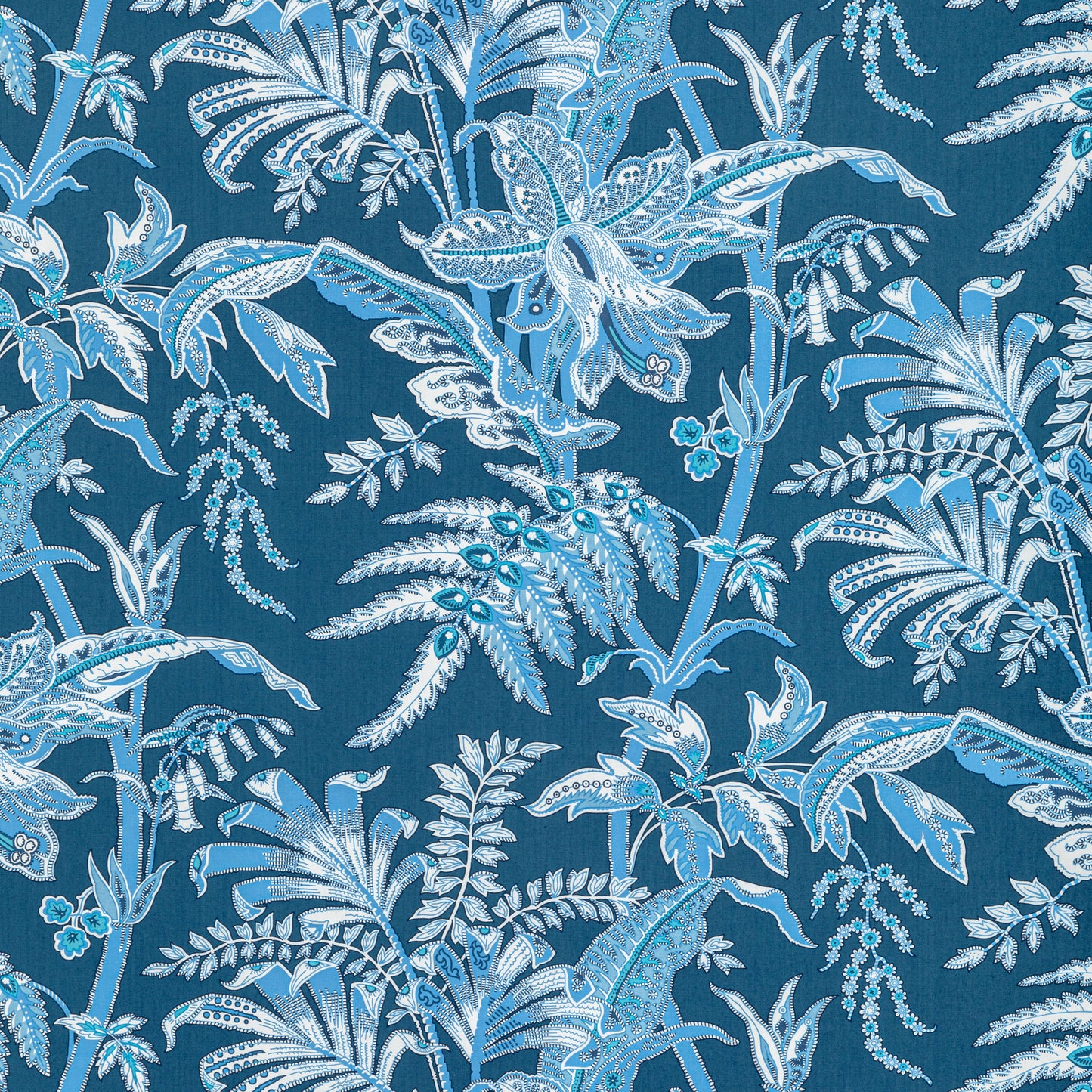 BR-79121-550 SEYCHELLES COTTON PRINT NAVY BRUNSCHWIG & FILS