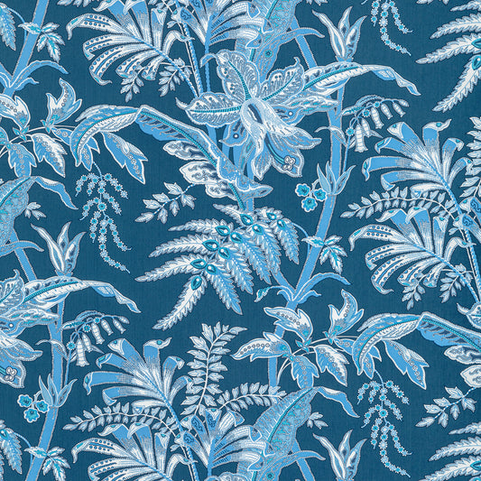 BR-79121-550 SEYCHELLES COTTON PRINT NAVY BRUNSCHWIG & FILS