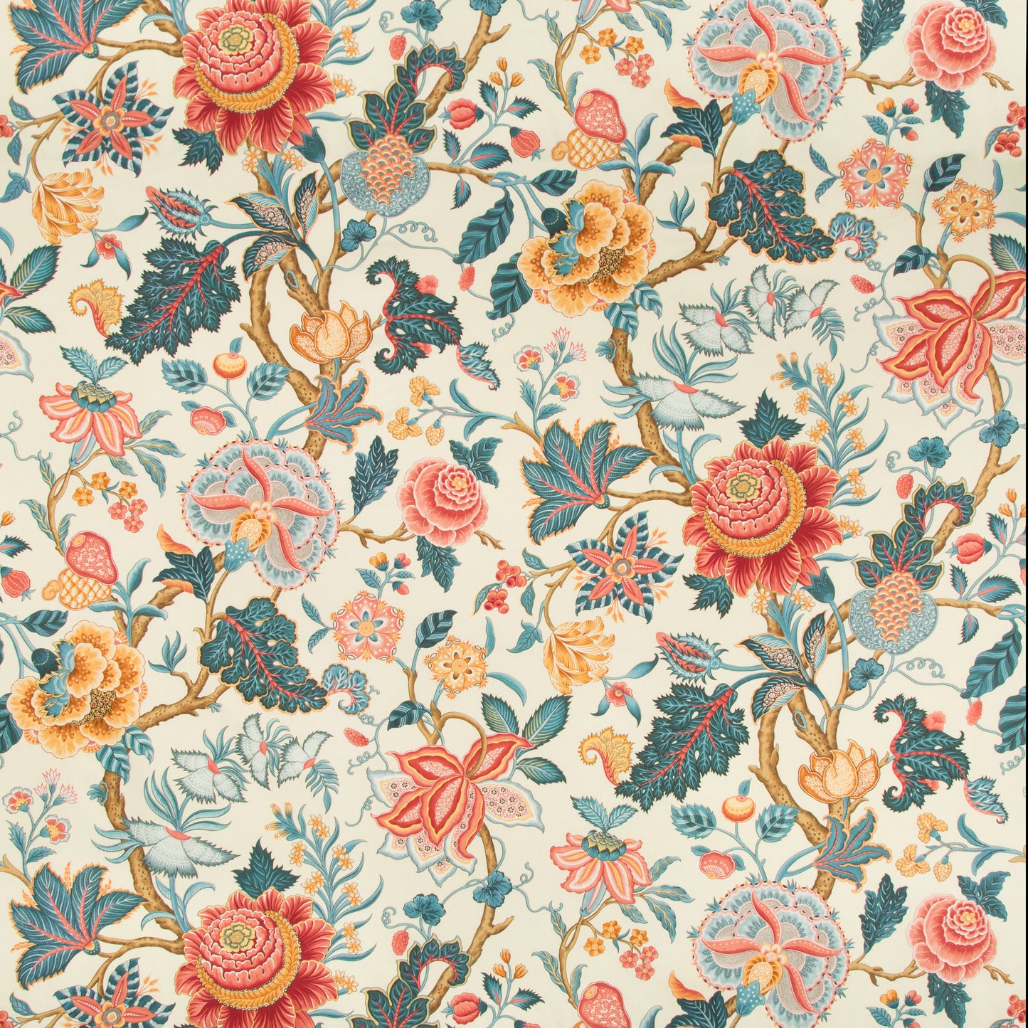 BR-79329-195 NIZAM COTTON PRINT RED/BLUE BRUNSCHWIG & FILS