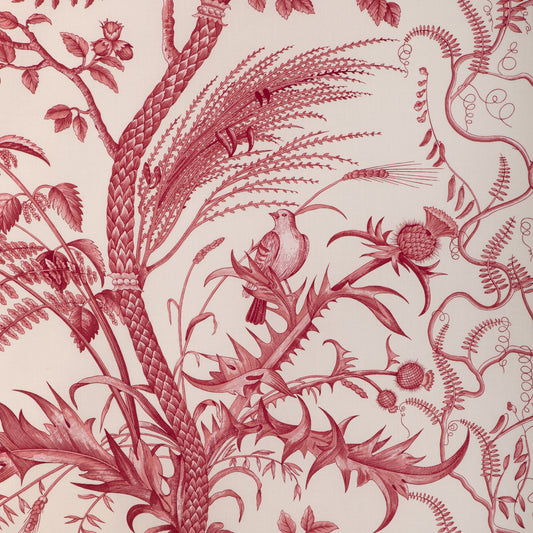 BR-79431-166 BIRD AND THISTLE COTTON PRINT RED BRUNSCHWIG & FILS