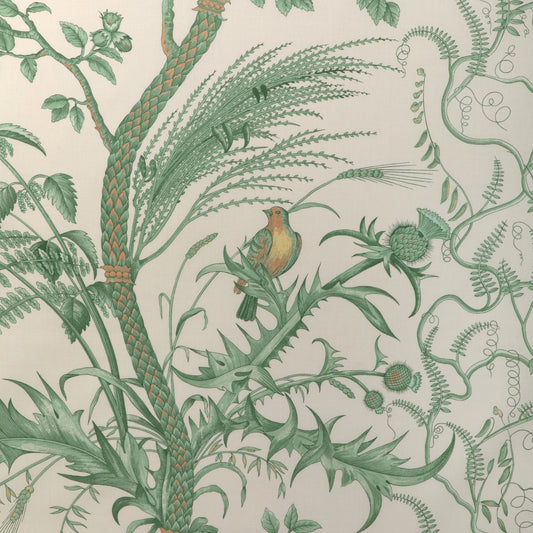 BR-79431-435 BIRD AND THISTLE COTTON PRINT GREEN BRUNSCHWIG & FILS