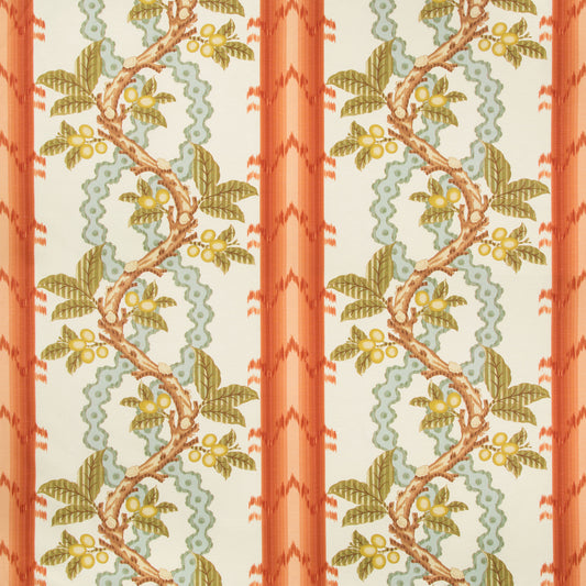 BR-79510-123 JOSSELIN COTTON AND LINEN PRINT SPICE/CELADON BRUNSCHWIG & FILS