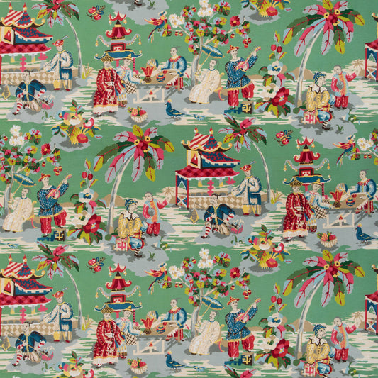 BR-79601-133 XIAN LINEN & COTTON PRINT JADE BRUNSCHWIG & FILS