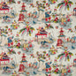 BR-79601-157 XIAN LINEN & COTTON PRINT PRUSSIAN/RED BRUNSCHWIG & FILS