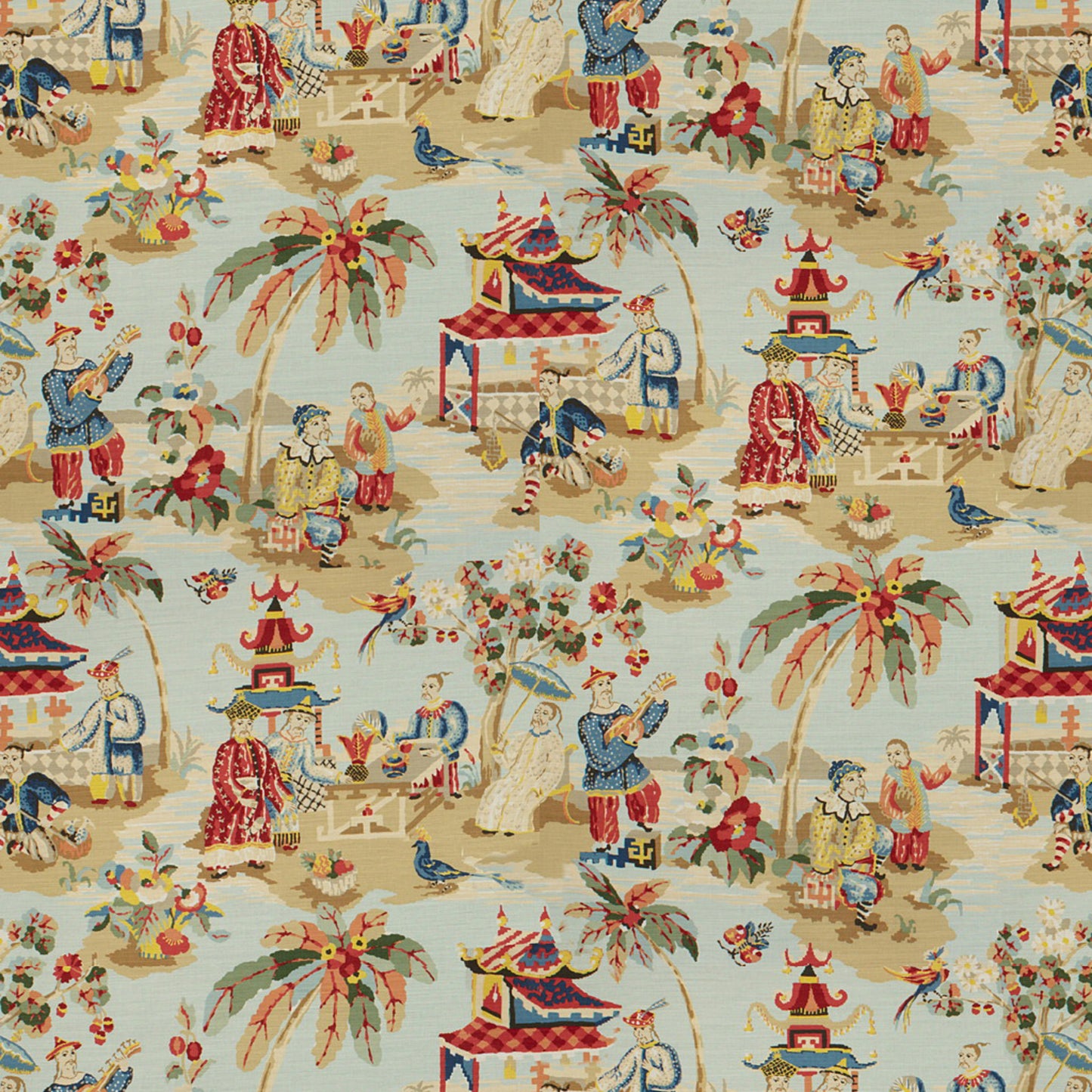 BR-79601-207 XIAN LINEN & COTTON PRINT SKY BRUNSCHWIG & FILS
