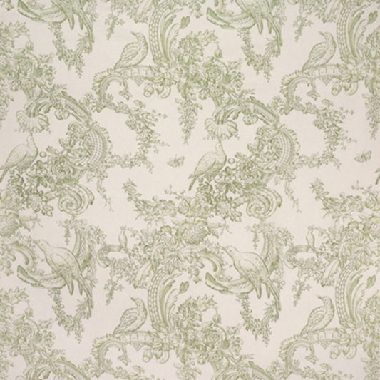 BR-79642-406 ROCAILLE FLORAL COTTON PRINT MOSS BRUNSCHWIG & FILS