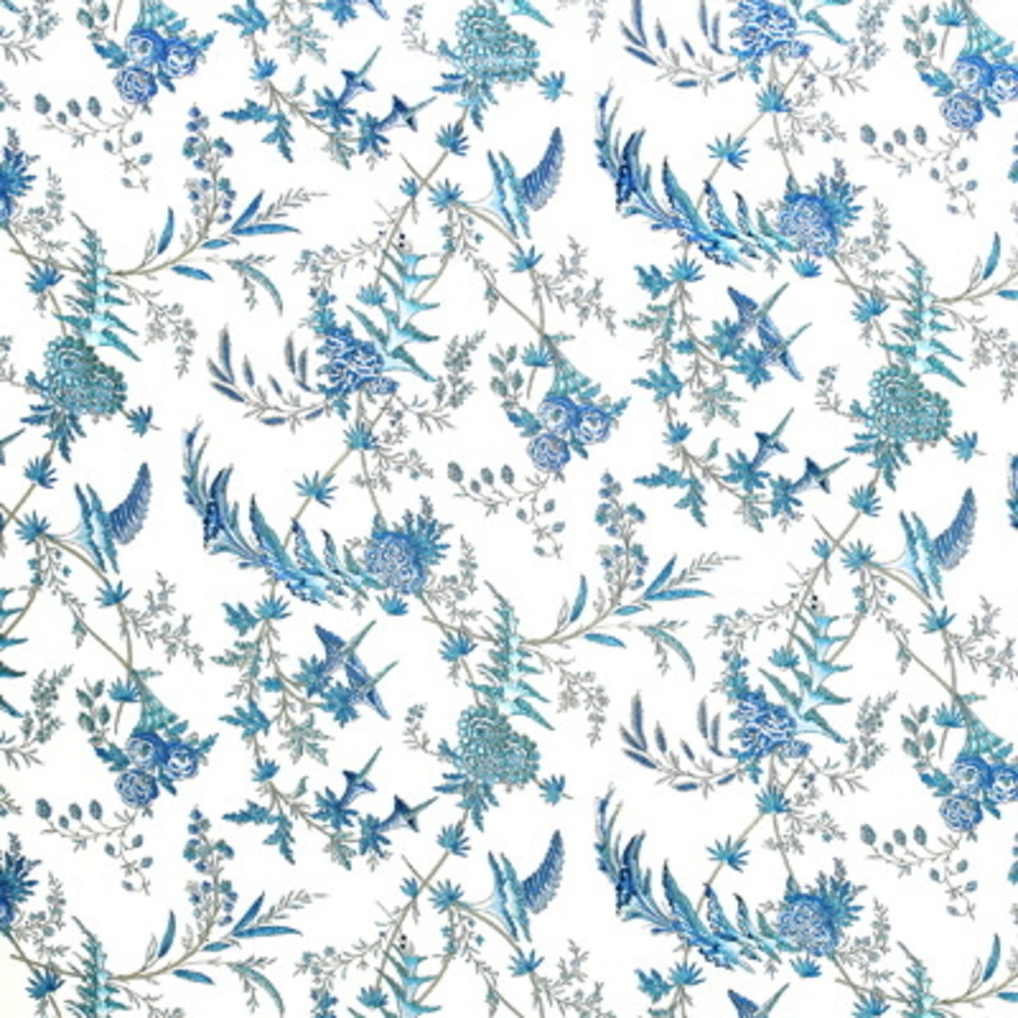 BR-79742-203 EDITH S REVERIE COTTON PRINT CAMAIEU BLUE BRUNSCHWIG & FILS