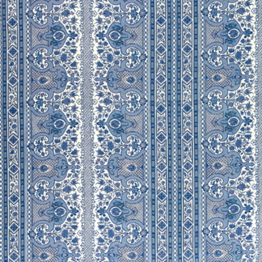 BR-79743-222 DIGBY S TENT LINEN & COTTON PRINT MOROCCAN BLUE BRUNSCHWIG & FILS